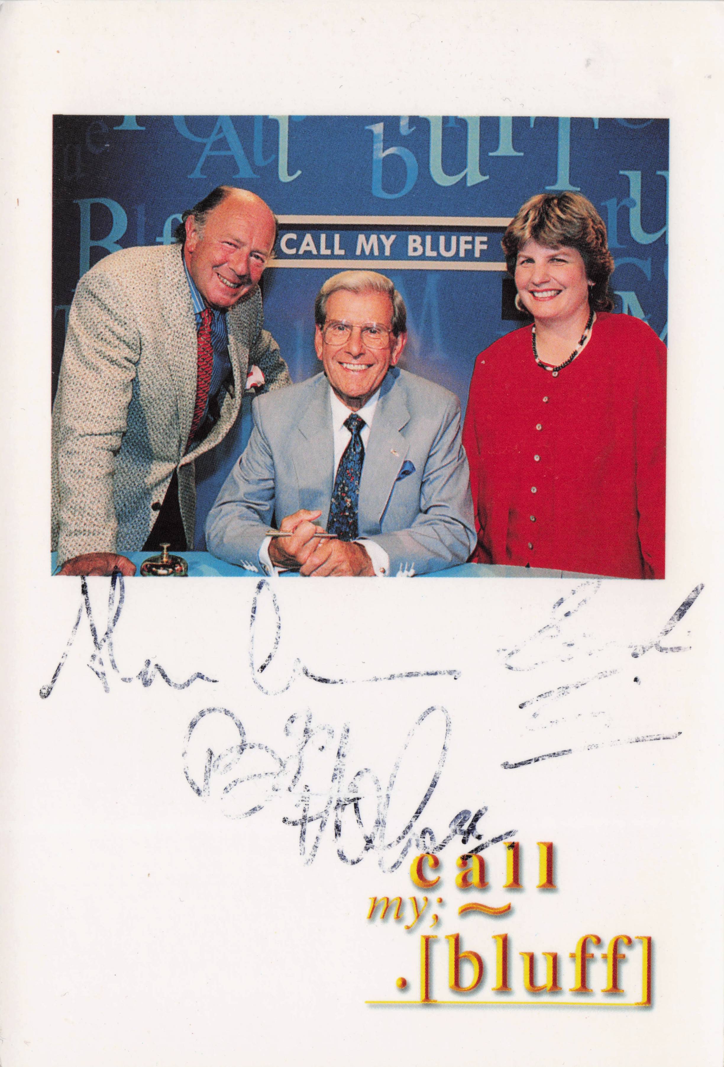 Call My Bluff Bob Holness Multi Alan Coren BBC TV Hand Signed Photo
