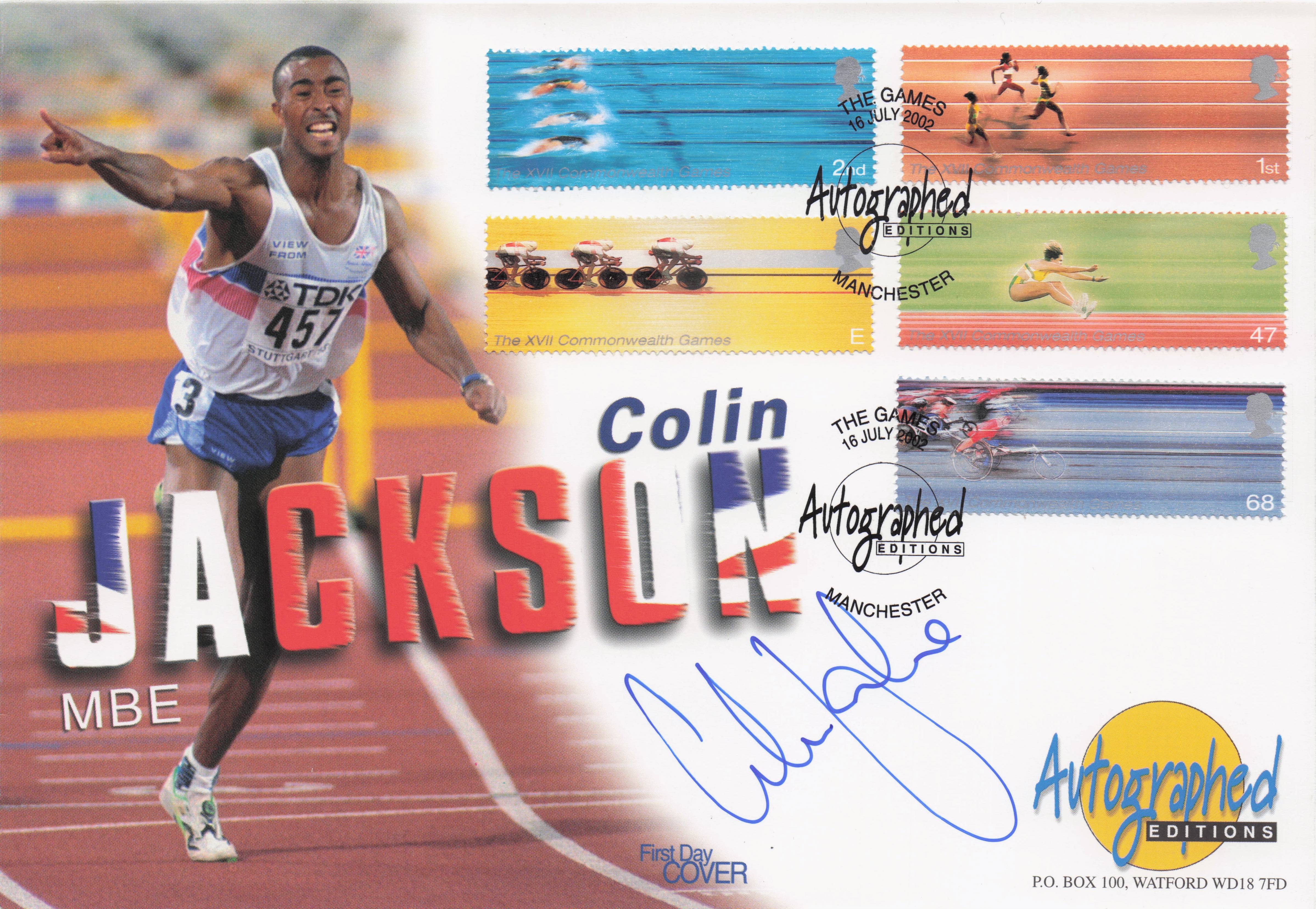 Colin Jackson Autographed Editions Athletics Welsh Olympic Hand Signed FDC