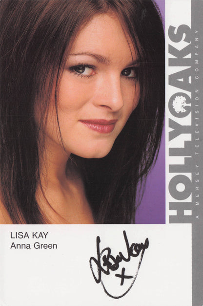 Lisa Kay as Anna Green Hollyoaks DOUBLE Hand Signed Cast Card Photo