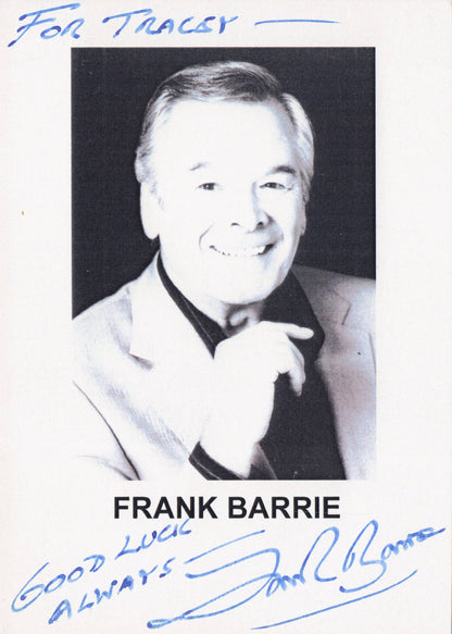 Frank Barrie Eastenders Hand Signed Photo & AMAZING Reverse Letter