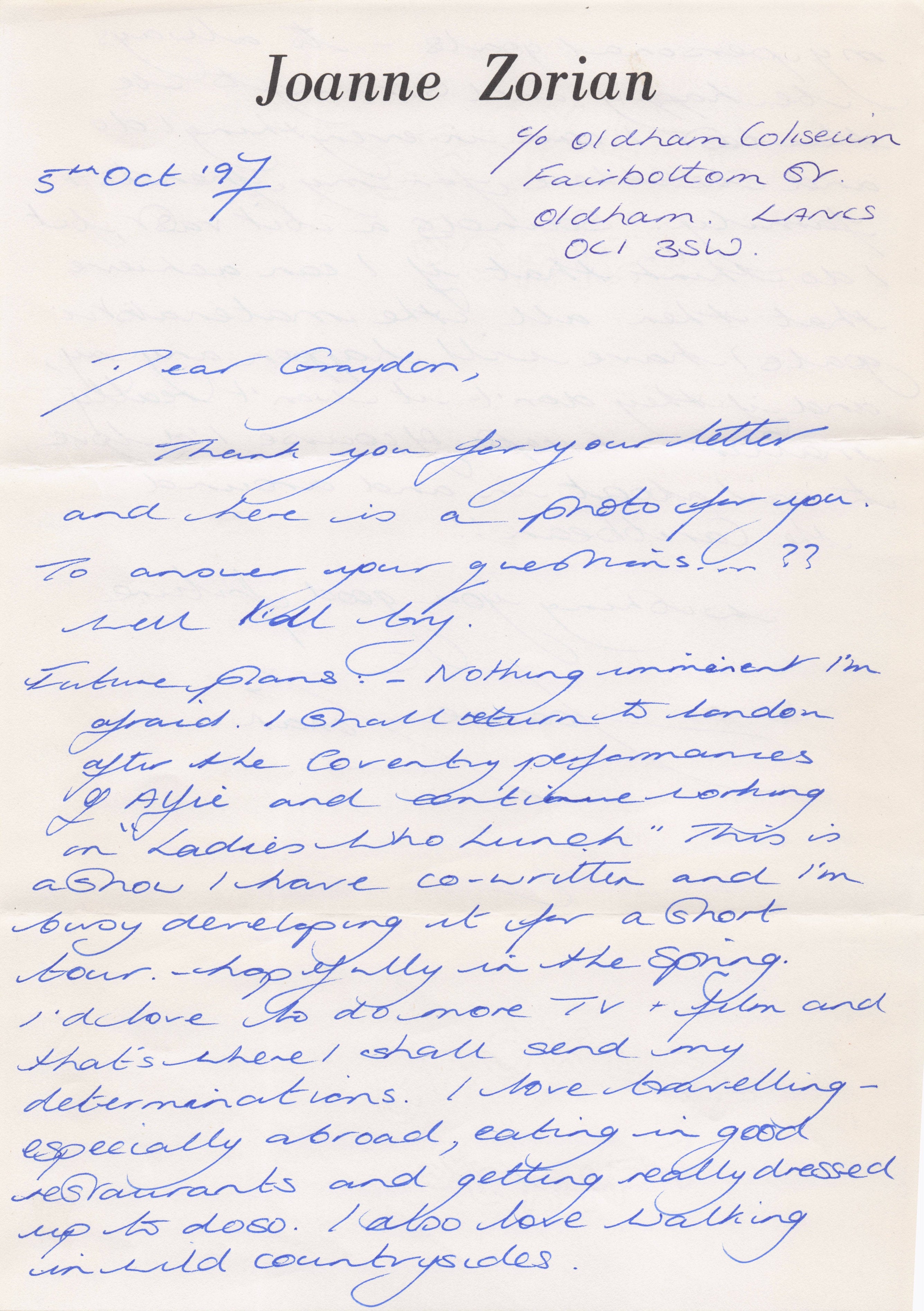 Joanna Zorian Nikita The Druid In The Witcher AMAZING Hand Written Signed Letter