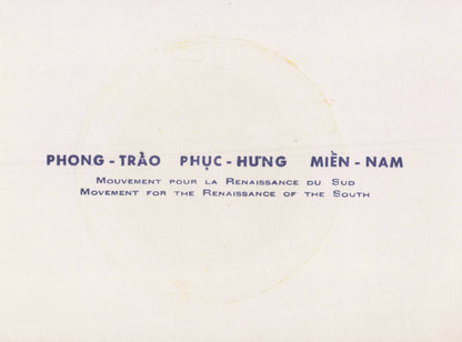 Renaissance South Vietnam Movement President Politics Hand Signed Letter Card