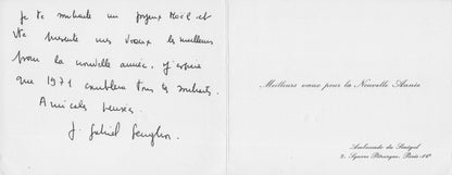Senegal Ambassador Paris French France Embassy Hand Signed Card Autograph