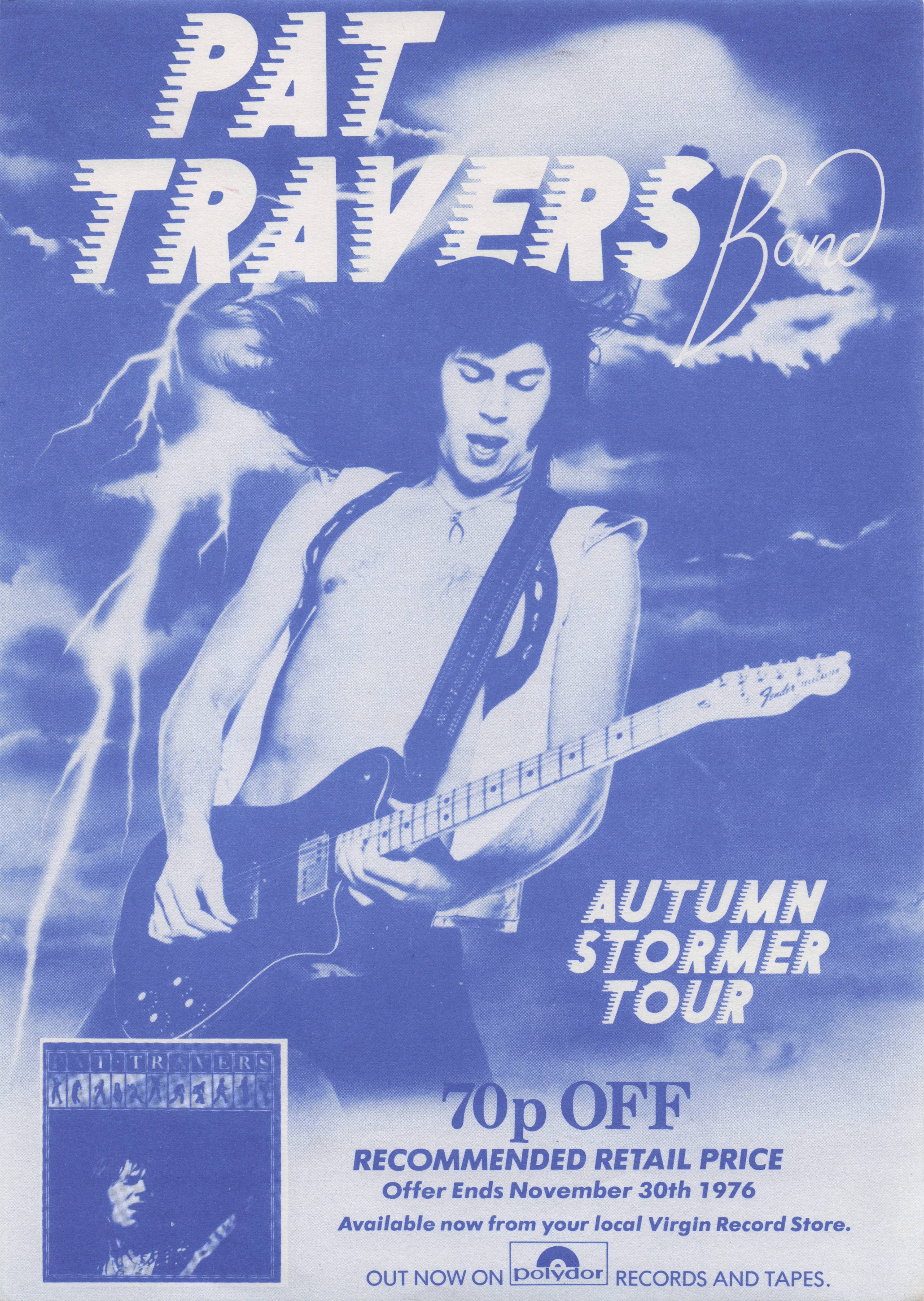 Pat Travers Vintage 1976 LP Record Release Day RARE Polydor Records Flyer