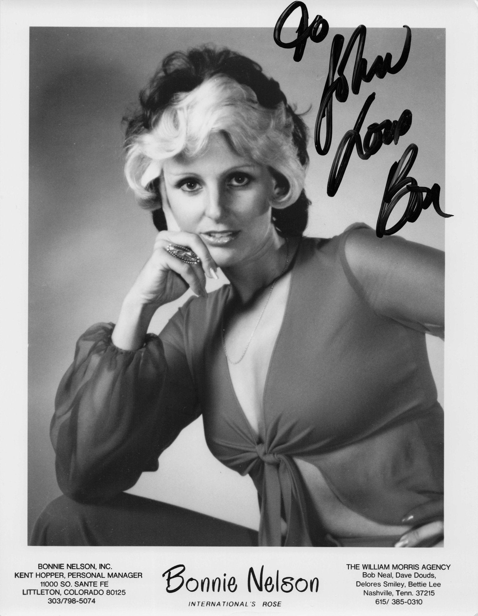 Bonnie Nelson Country Singer Vintage 10x8 Hand Signed Management Photo
