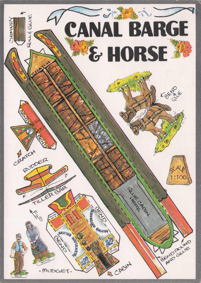 Canal Bridge & Horse Rare Novelty Vintage Paper Model Construction Postcard