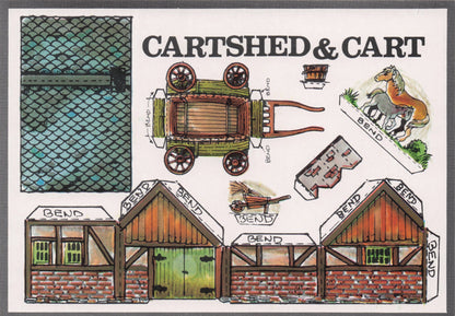 Cartshed & Horse Cart Rare Novelty Vintage Paper Model Construction Postcard