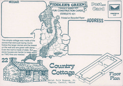Country Cottage House Rare Novelty Vintage Paper Model Construction Postcard