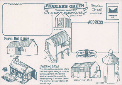Cartshed & Horse Cart Rare Novelty Vintage Paper Model Construction Postcard