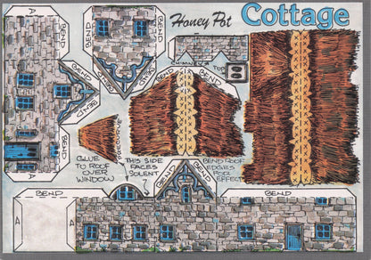 Honey Pot Cottage House Rare Novelty Vintage Paper Model Construction Postcard