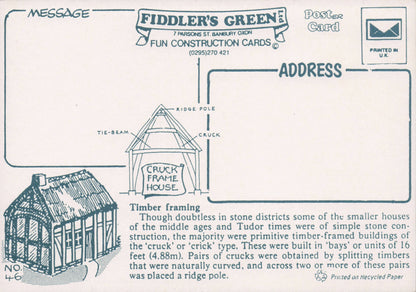 Cruck Framed House Rare Novelty Vintage Paper Model Construction Postcard
