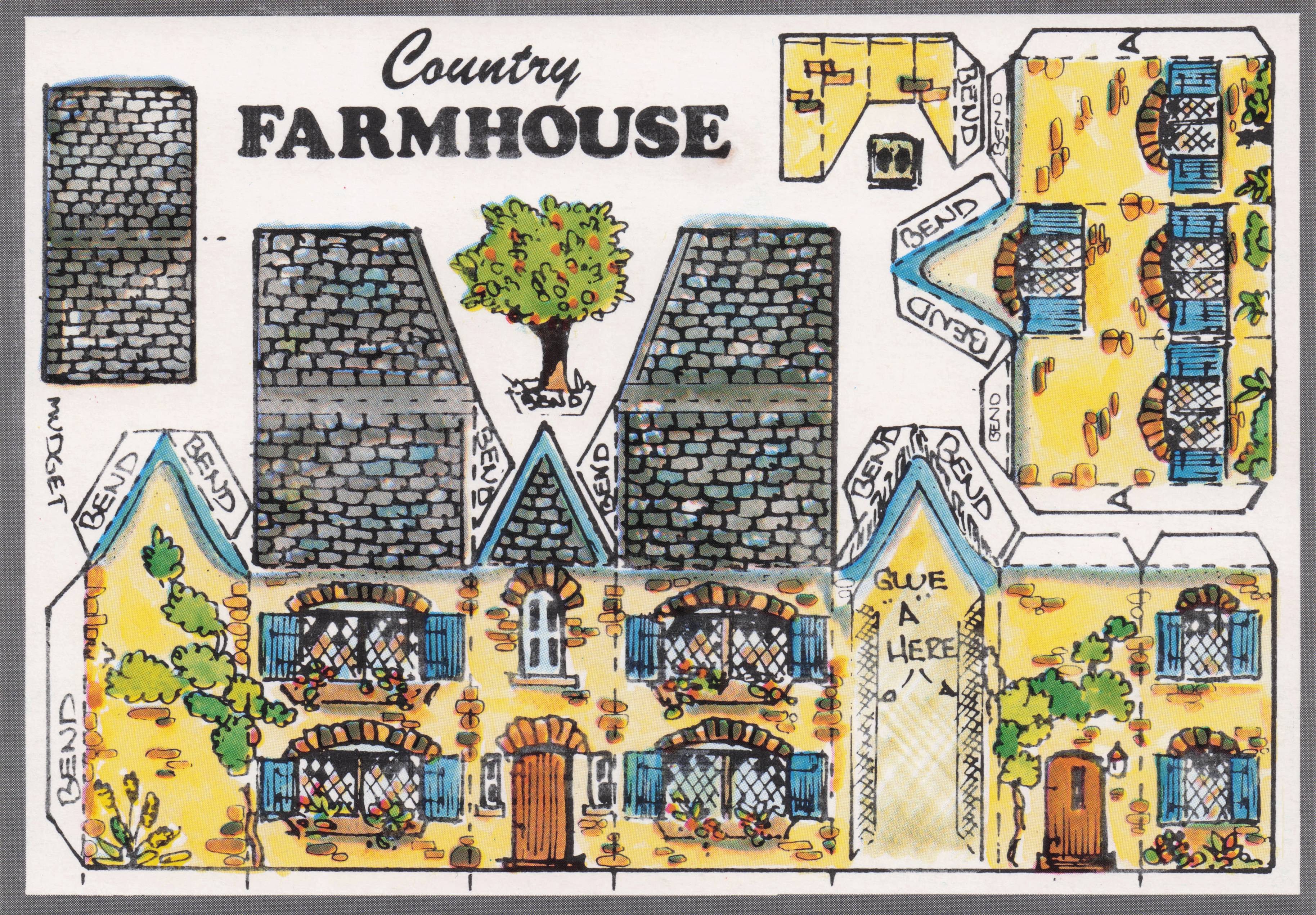 Country Farmhouse Rare Novelty Vintage Paper Model Construction Postcard