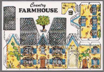 Country Farmhouse Rare Novelty Vintage Paper Model Construction Postcard