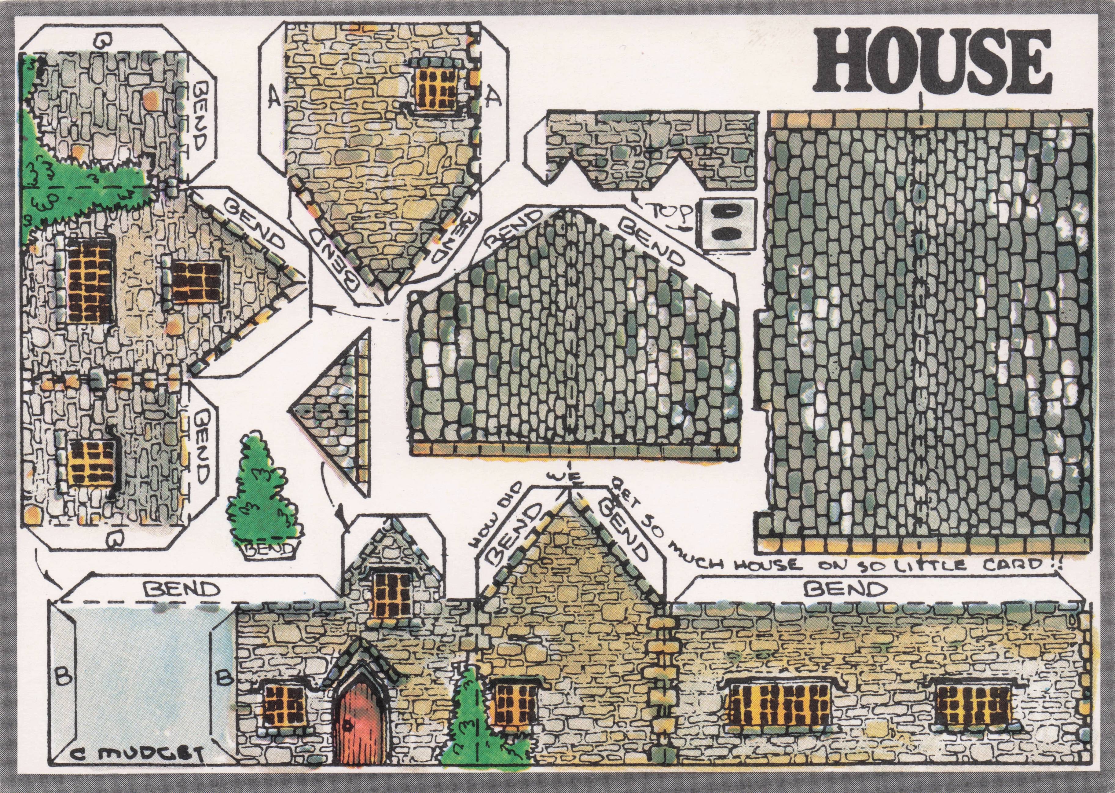 Old Limestone House Rare Novelty Vintage Paper Model Construction Postcard