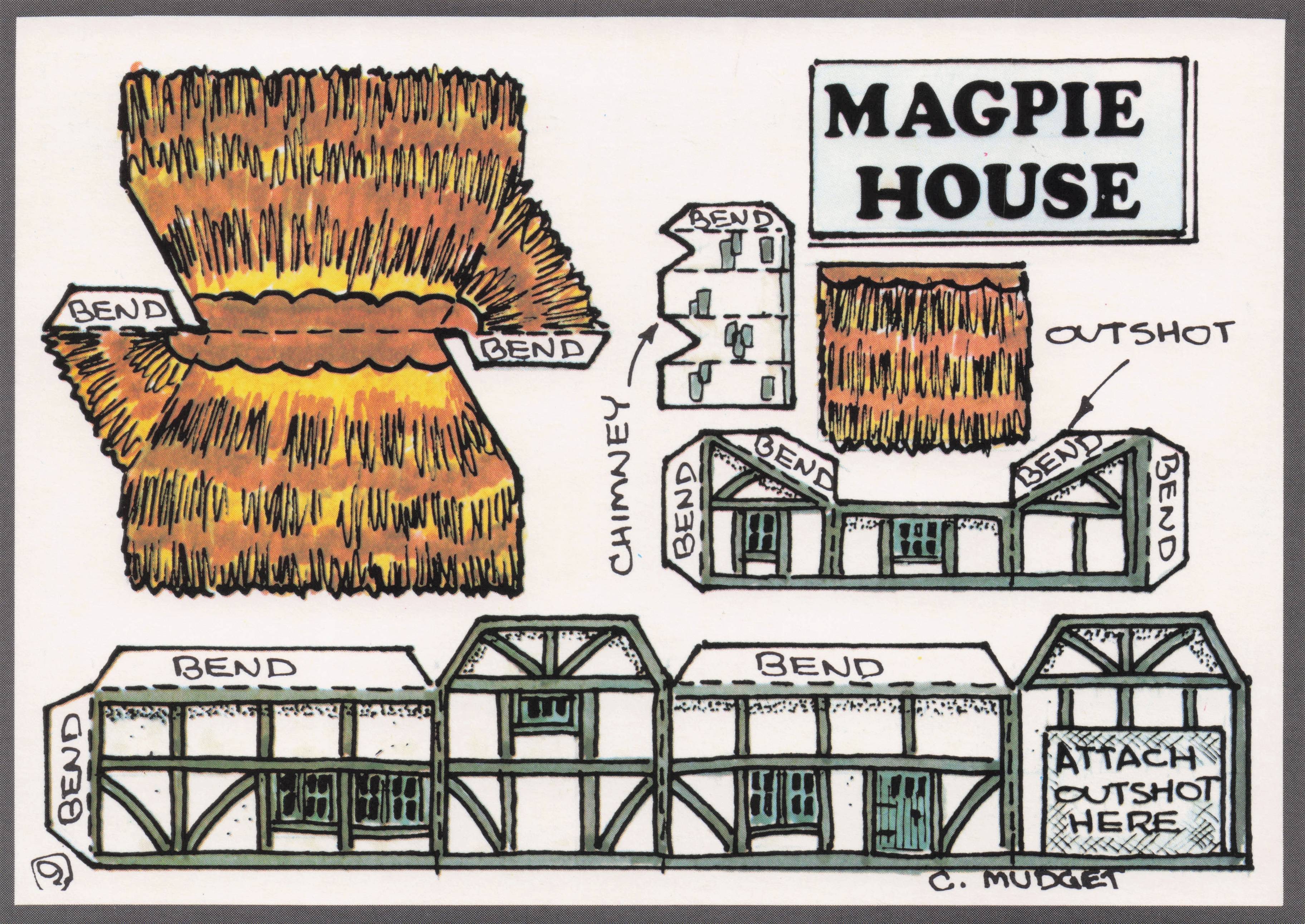Magpie House Rare Novelty Vintage Paper Model Craft Construction Postcard