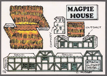 Magpie House Rare Novelty Vintage Paper Model Craft Construction Postcard