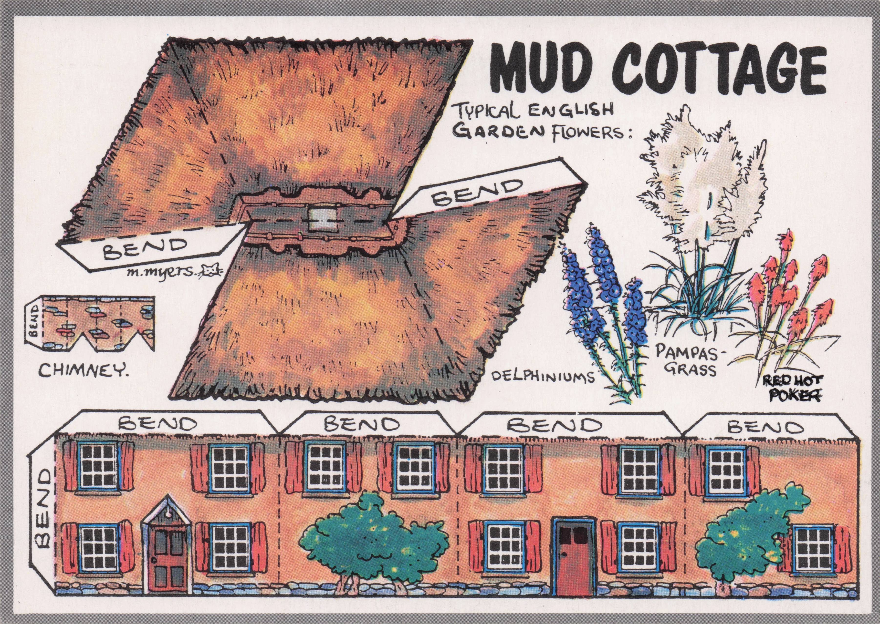 Mud Cottage Rare Novelty Vintage Paper Model Craft Construction Postcard