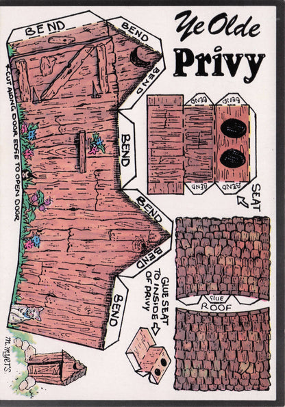 Ye Olde Privy Old Outside Toilet WC Rare Novelty Paper Model Crafts Postcard