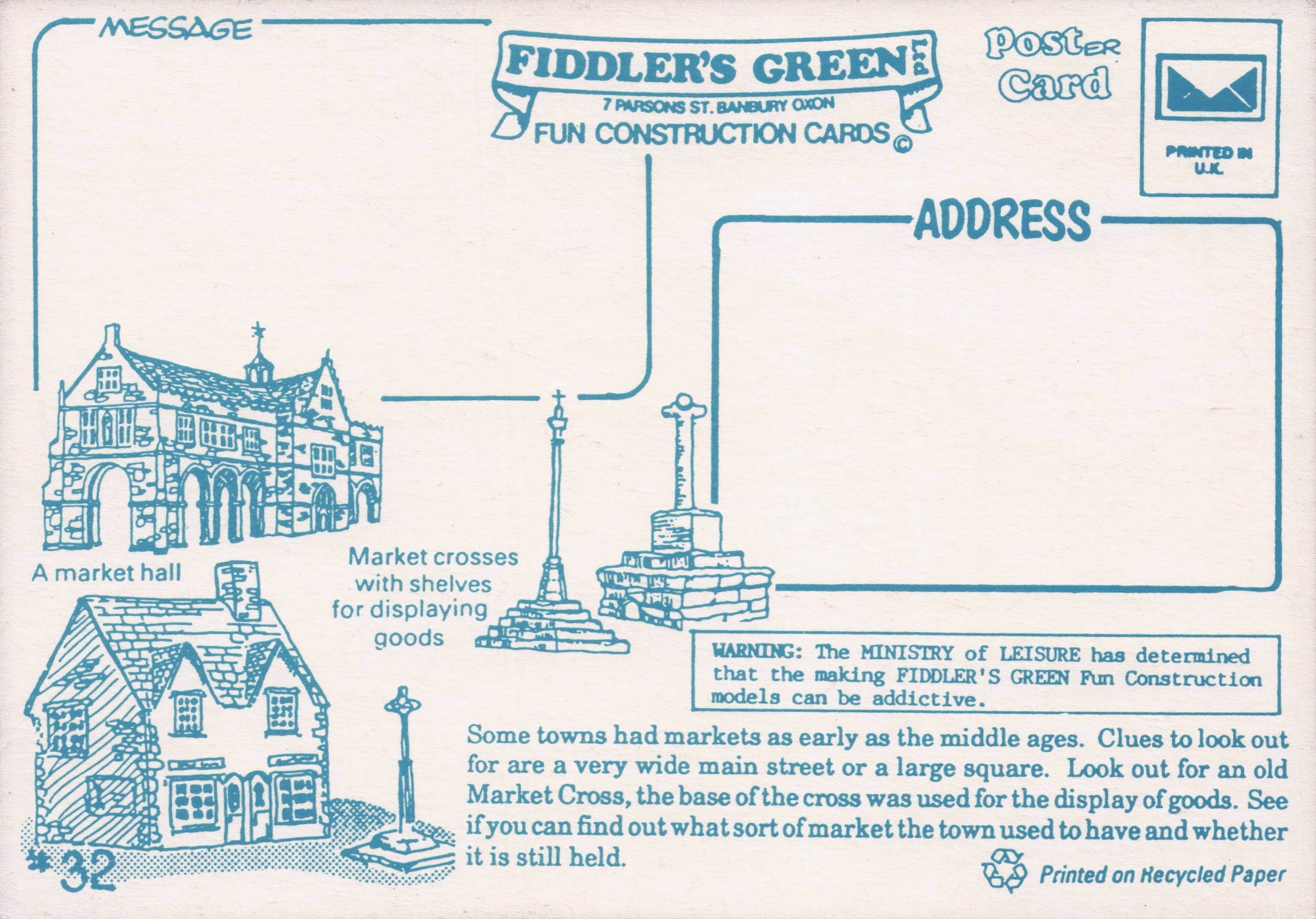 Old Chemist Newsagent Market Cross Shops Novelty Paper Model Crafts Postcard