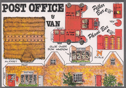 Post Office Phone Box Pillar Van Transport Novelty Paper Model Crafts Postcard