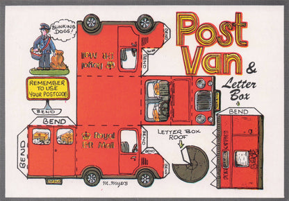 Royal Mail Post Van & Letter Pillar Box Rare Vintage Crafts Paper Model Postcard