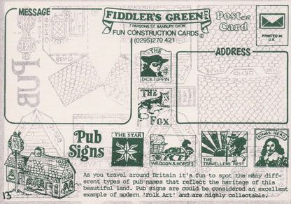 Pub Railway Tavern Inn Rare Novelty Vintage Paper Model Construction Postcard