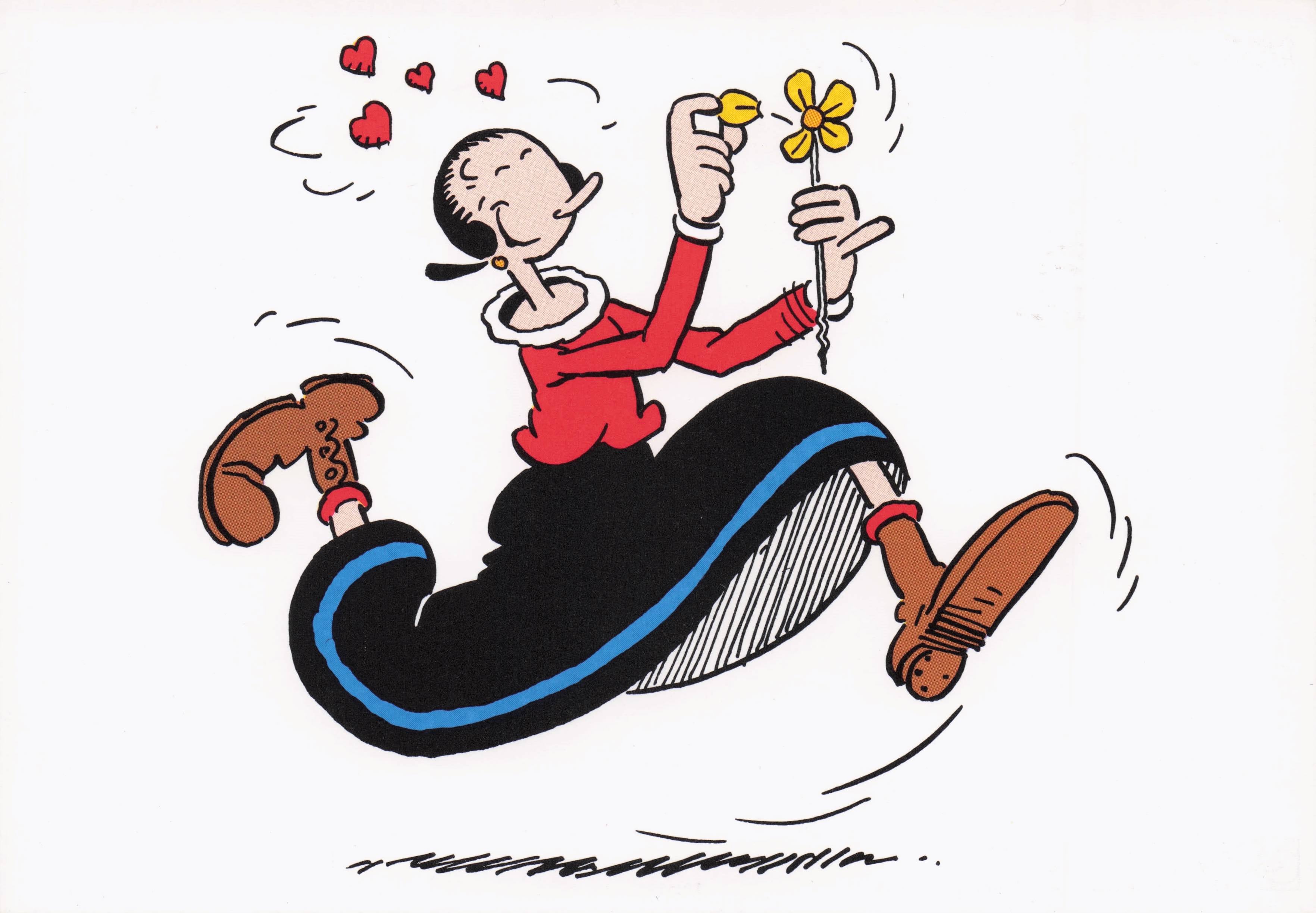 Olive Oil Of Popeye Cartoon He Loves Me Not Flower Game Rare Comic Postcard