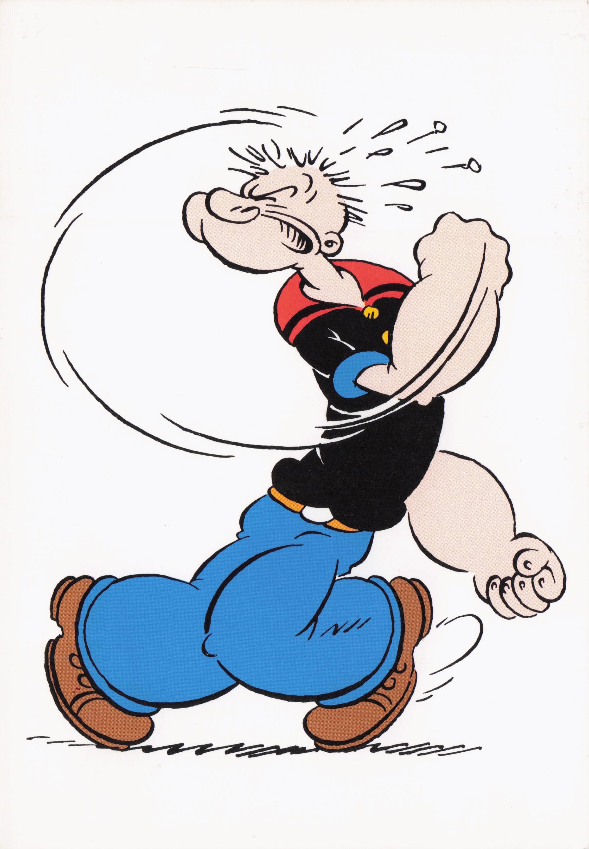 Popeye The Sailor Man Throwing A Punch Cartoon Comic Postcard