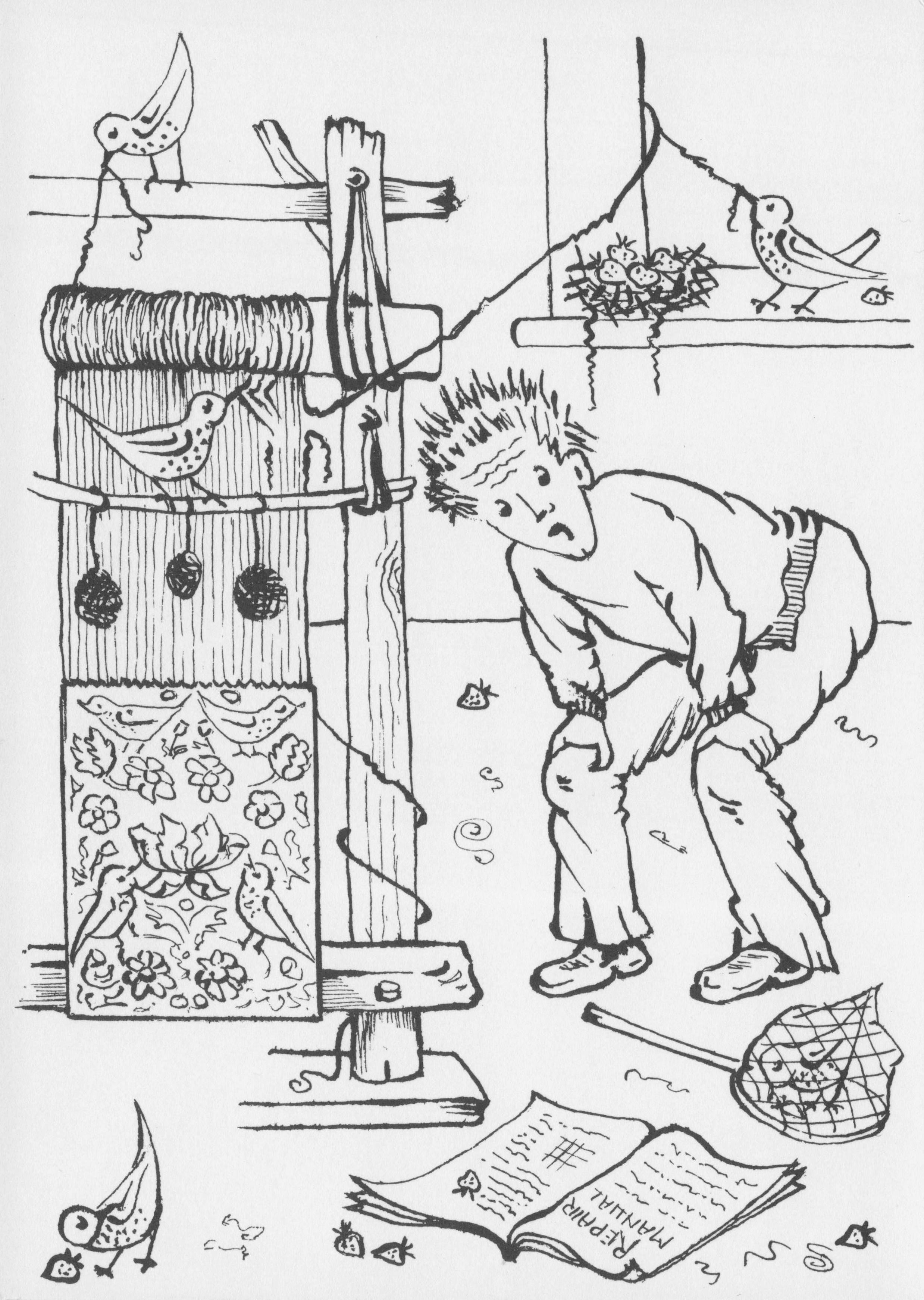 Bird Stuck In Boys Fishing Net By Repair Manual Disaster Comic Postcard