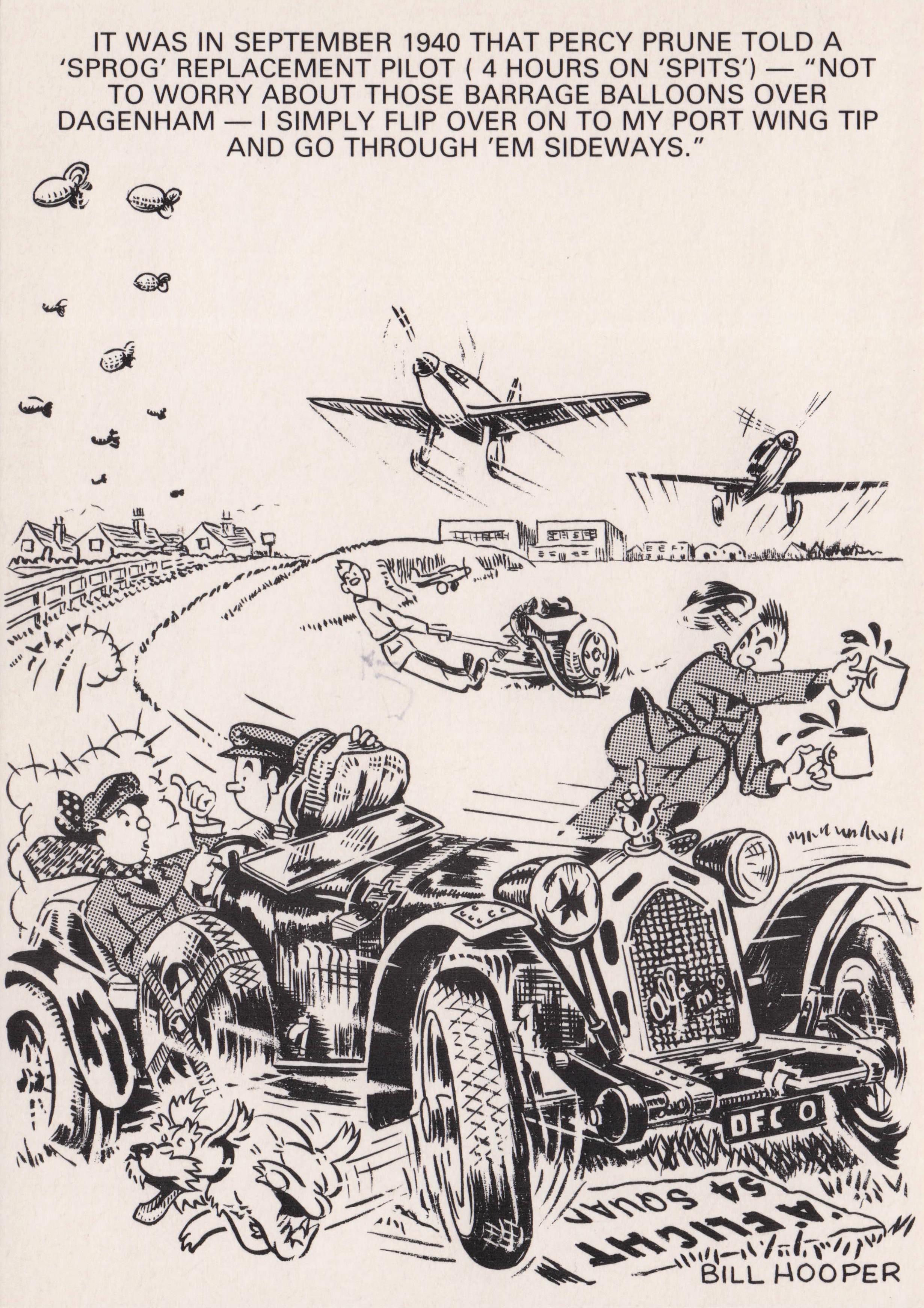 Officer Percy Prune RAF Plane At Battle Of Britain War WW2 Pilot Comic Postcard