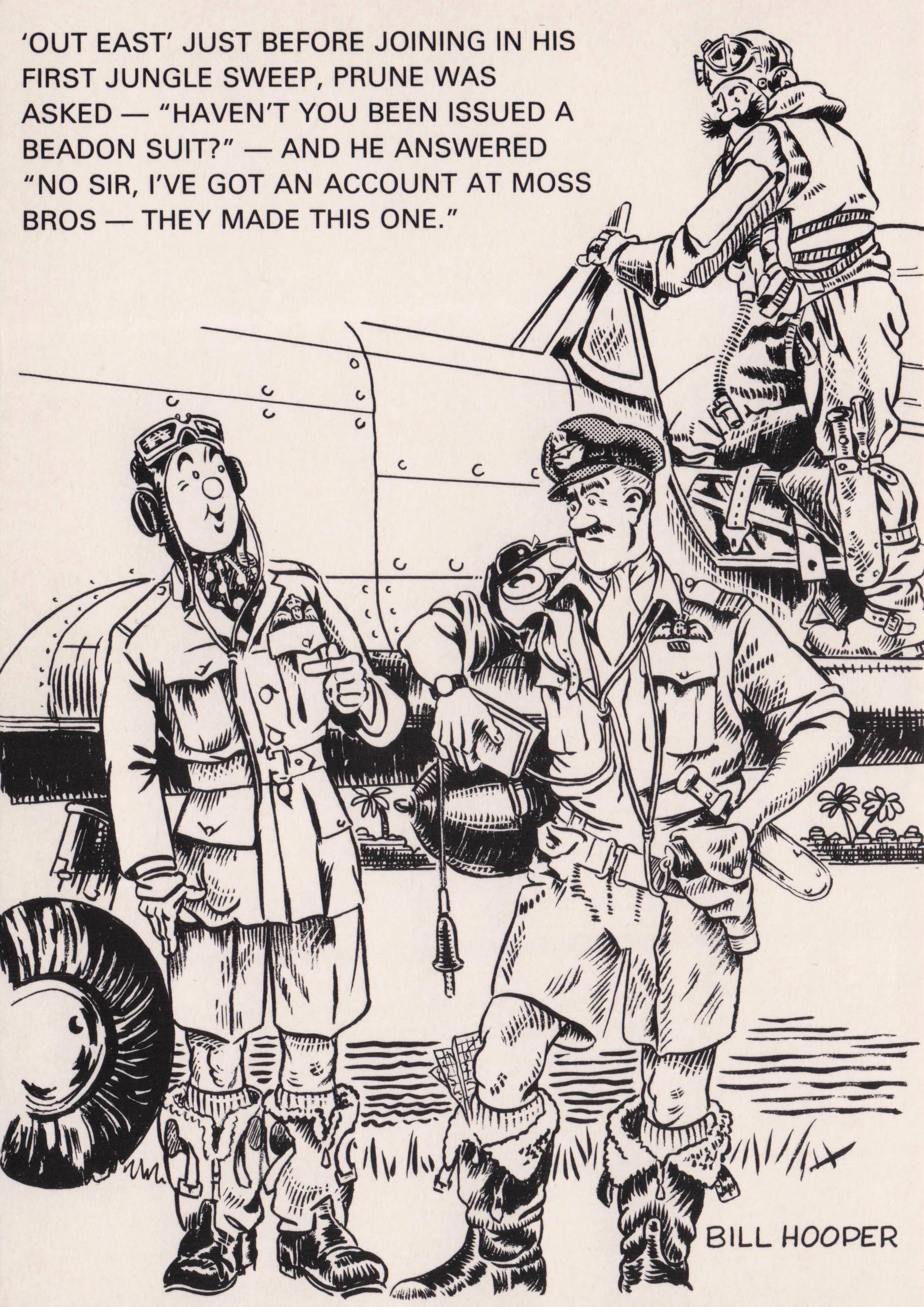 Officer Percy Prune RAF Asia Jungle Raid Military War WW2 Pilot Comic Postcard