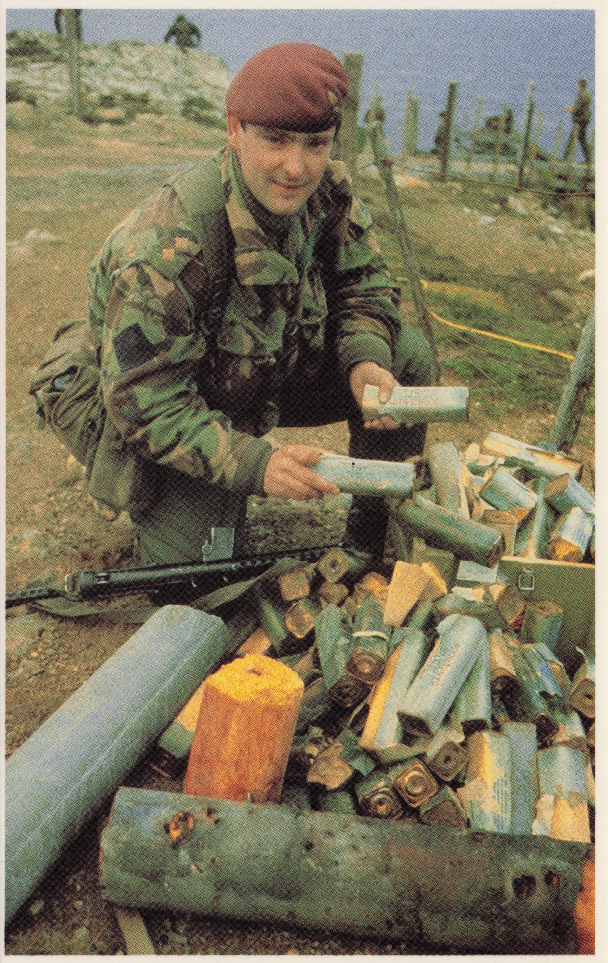 Falklands War Military Engineers Handling Explosive Charges Military Postcard