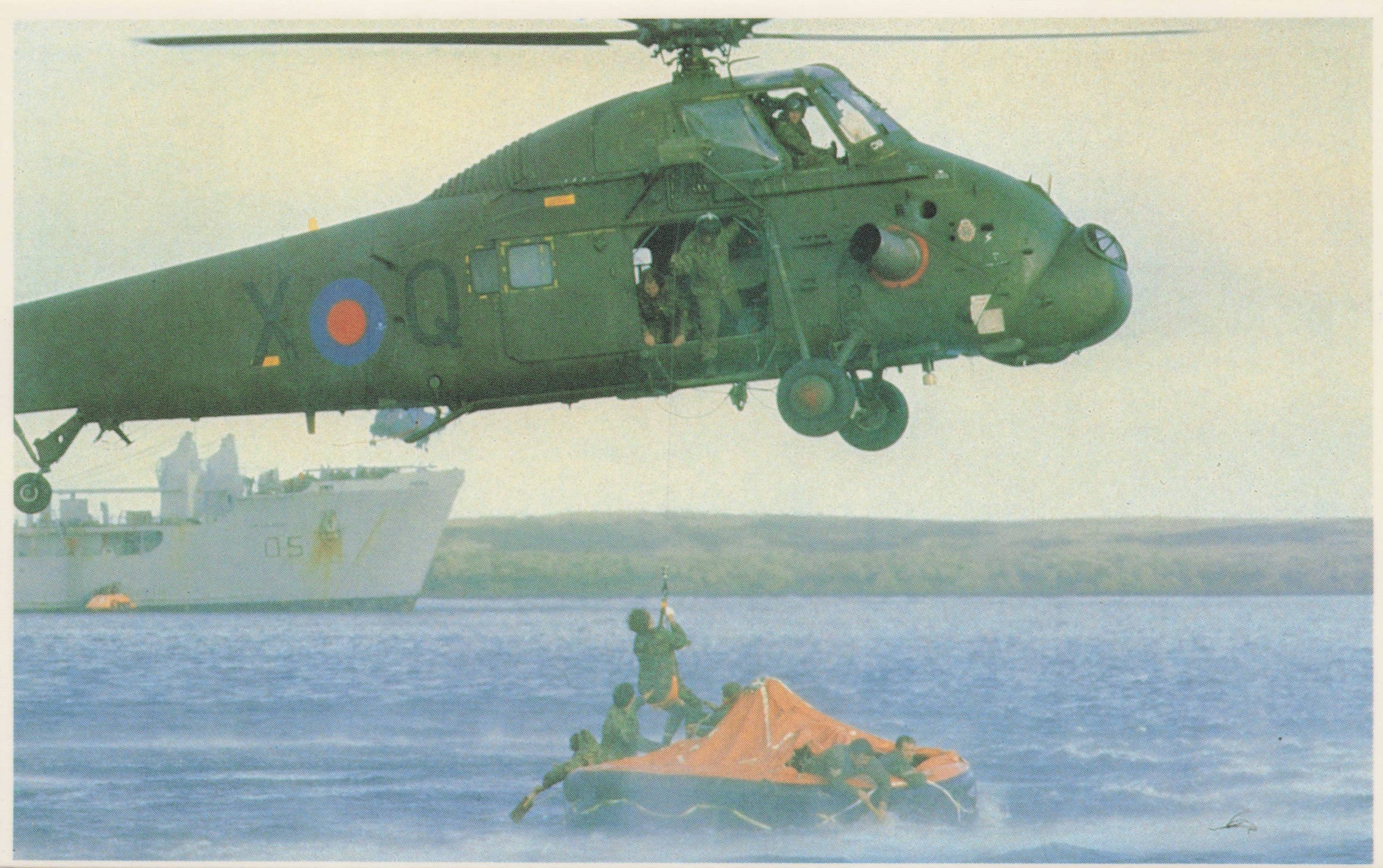 Falklands War Helicopters Winching Injured Casualties Military Postcard
