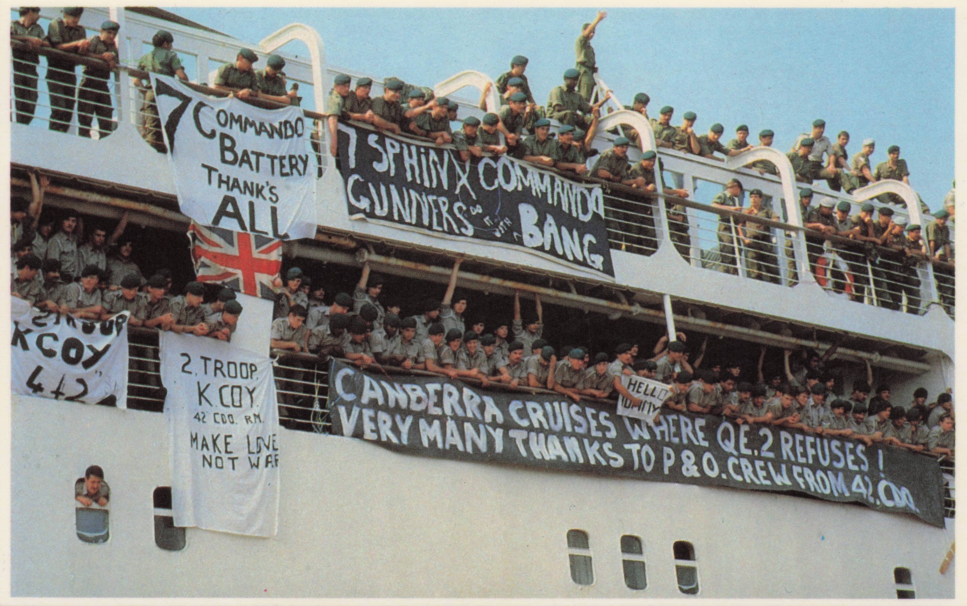 Falklands War SS Canberra Docks Commando Brigade Military Postcard