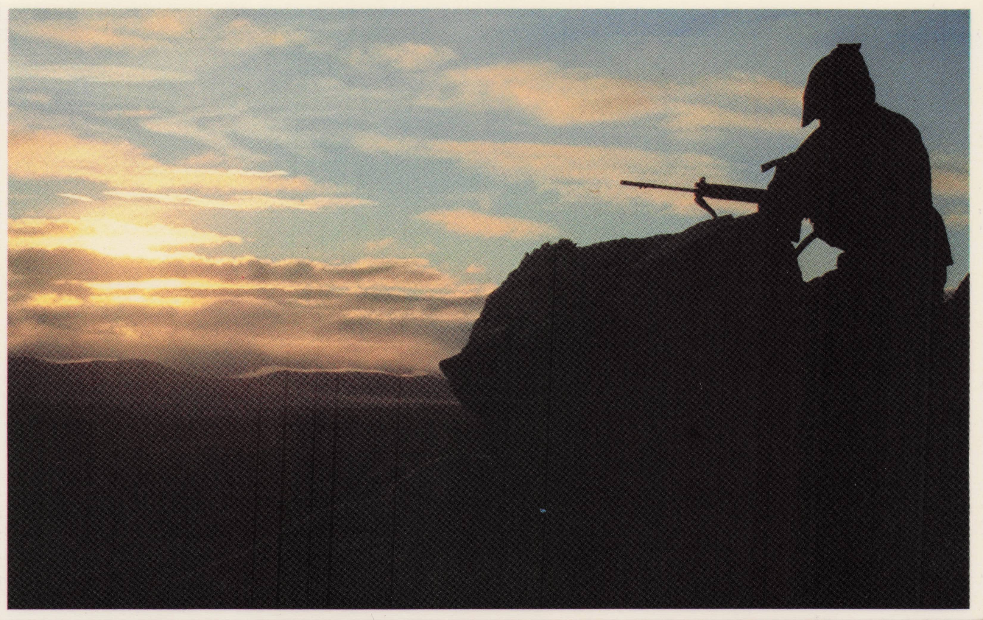 Falklands War Sunset Over South Atlantic Army Gunner Ships Military Postcard