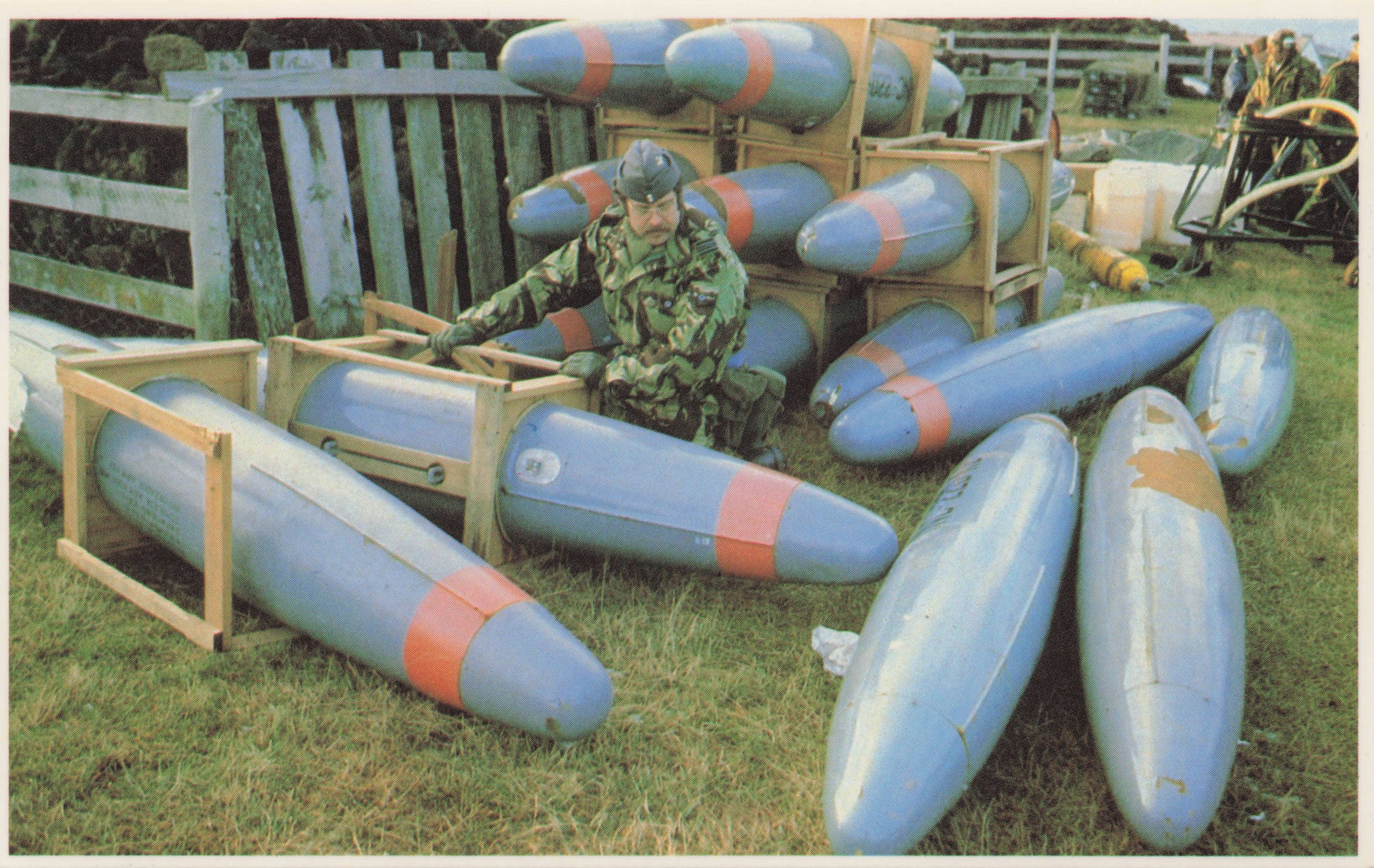 Falklands War Captured Argentine Napalm Bomb Weapons Artillery Military Postcard