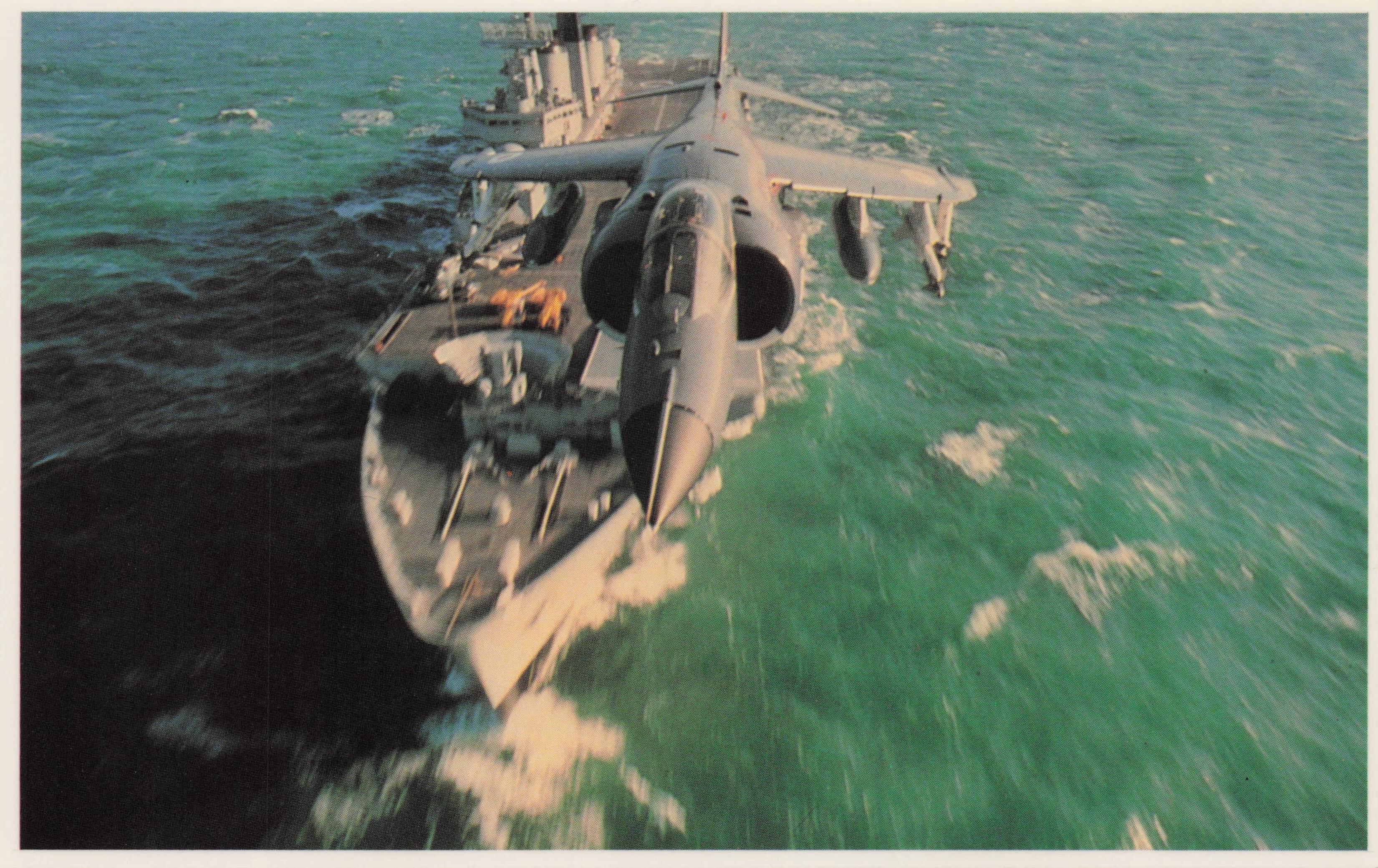 Falklands War Sea Harrier Screams Across Sky Naval Air Battle Military Postcard