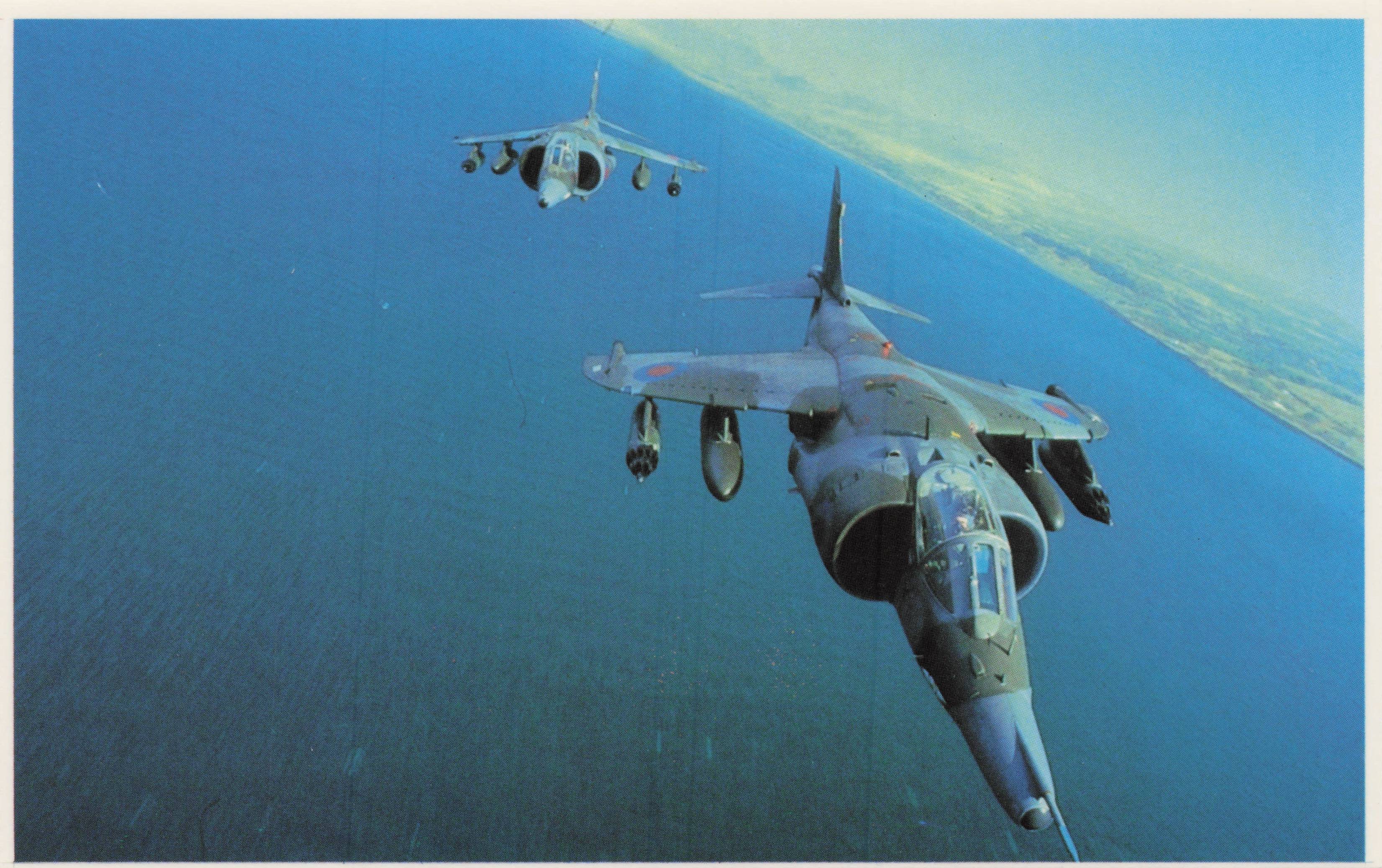 Falklands War Brace Sea Harrier Jet Fighters Carrier Flight Deck Military Postcard