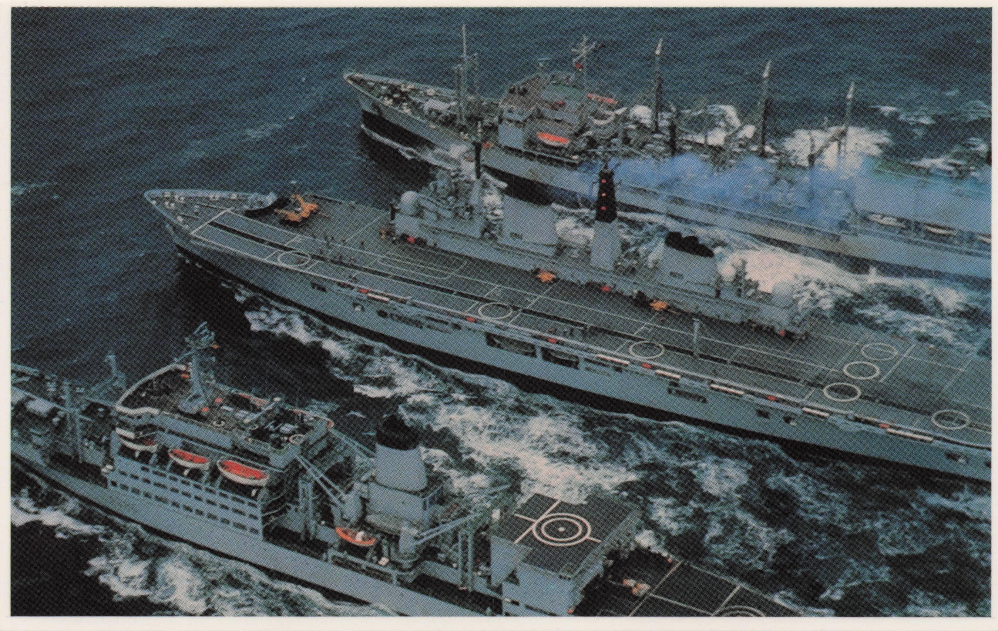 Falklands War HMS Invincible Close Escort Royal Navy Fleet Ship Military Postcard