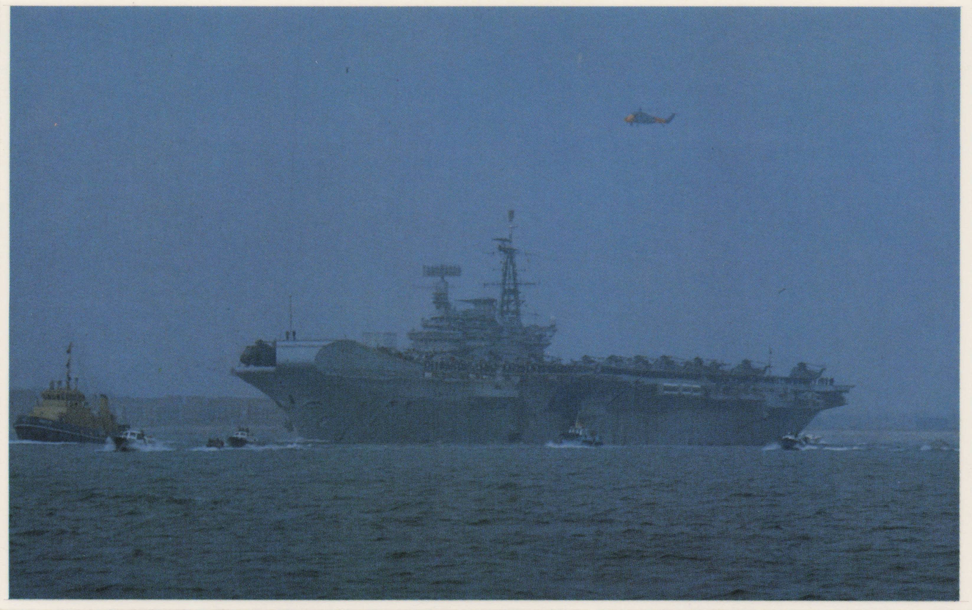 Falklands War HMS Hermes Open Sea Fleet Aircraft Carrier Flagship Military Postcard