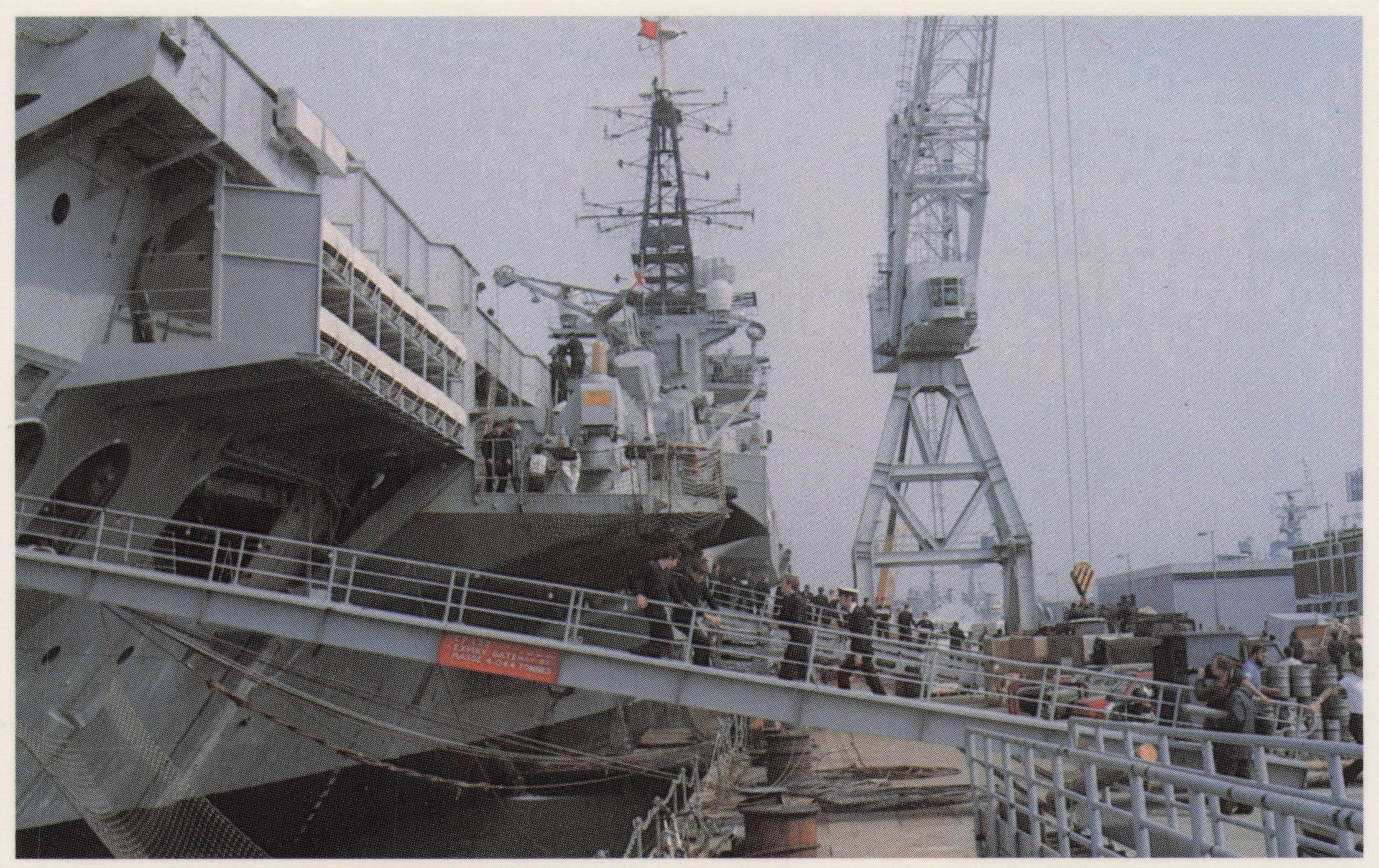 Falklands War HMS Hermes Ship Aircraft Sea Carrier Task Force Military Postcard