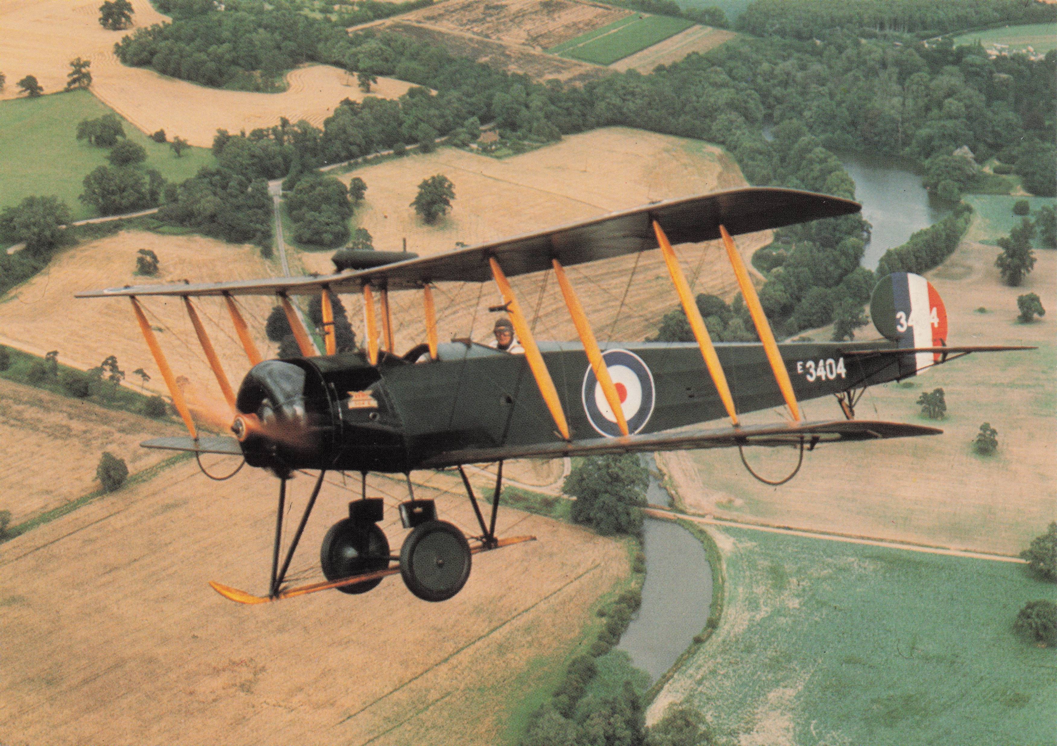 Avro 504K Vintage Biplane RAF Training Fleet Plane Military Aircraft Postcard