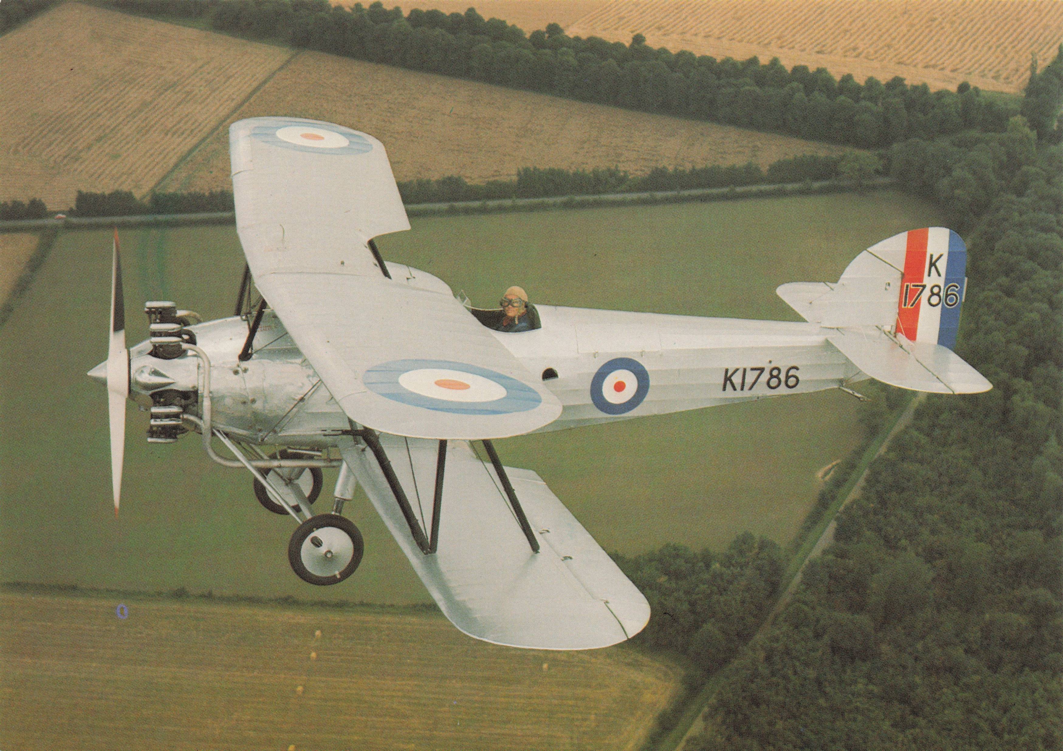 Hawker Tomtit Vintage Biplane RAF Training Fleet Plane Military Aircraft Postcard