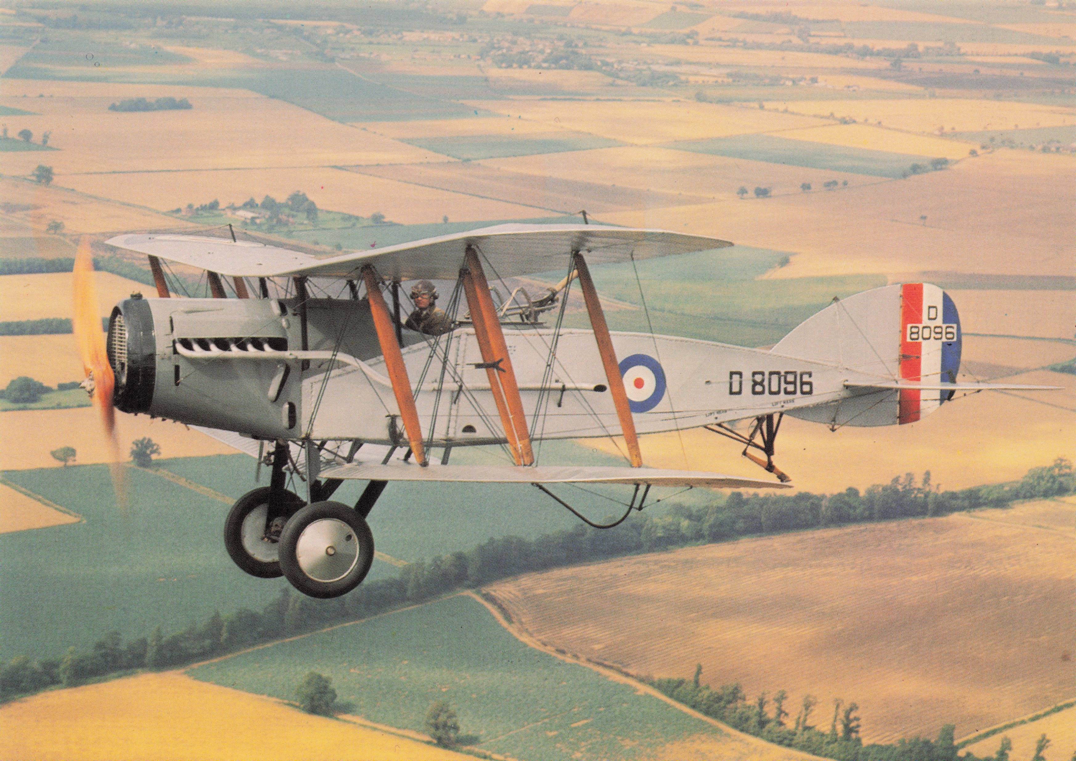 Bristol Fighter F2B Vintage Biplane RAF Fleet Plane Military Aircraft Postcard