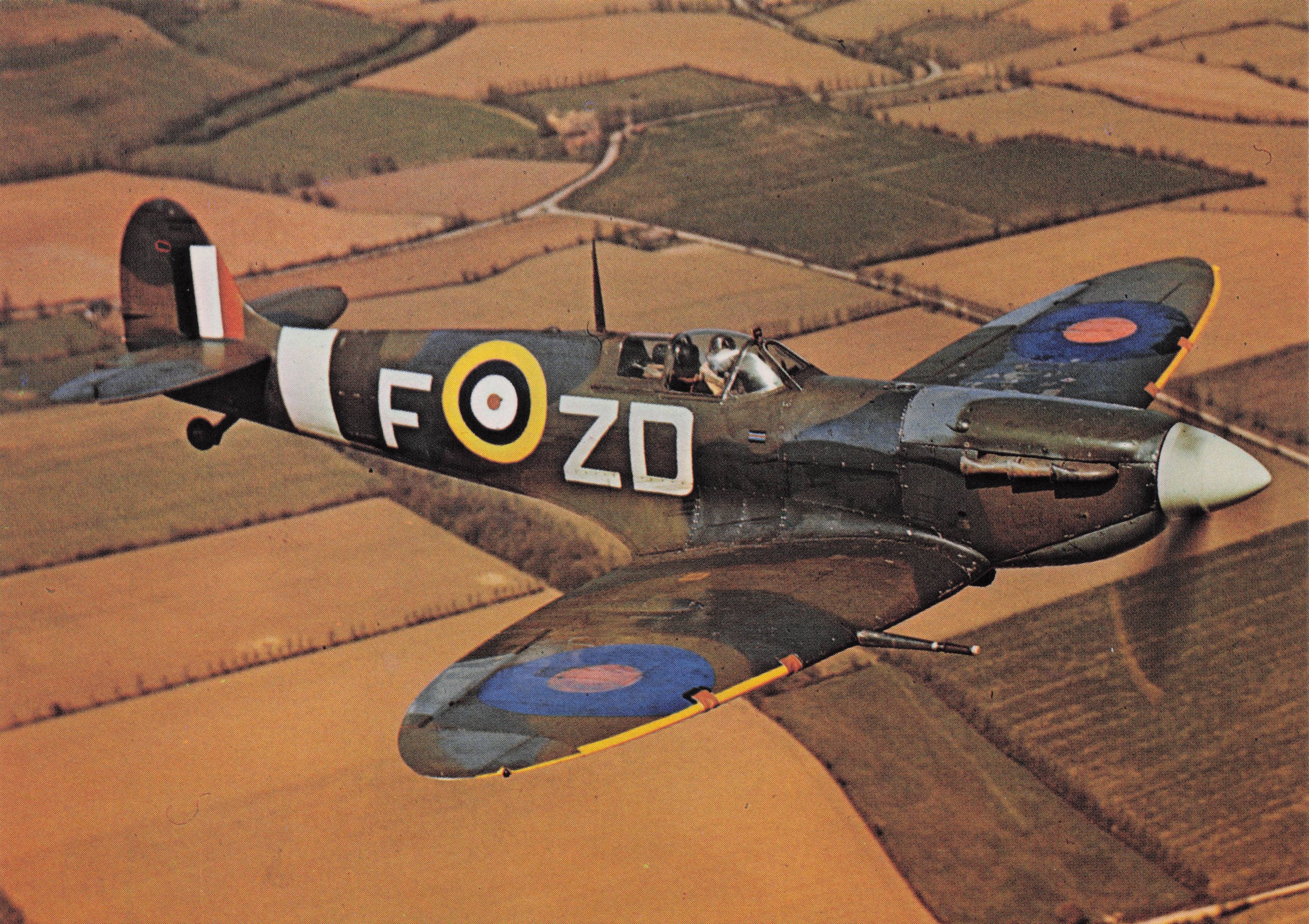Spitfire Vb AD233 Vintage WW2 Fighter RAF Fleet Plane Military Aircraft Postcard