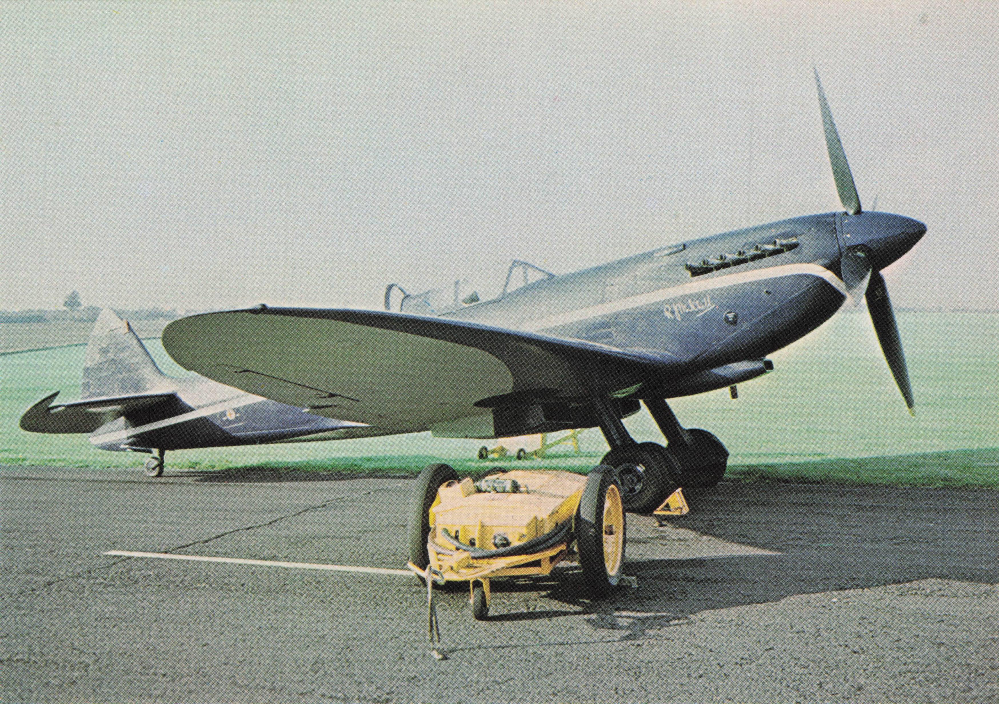 Spitfire TVIII G-AIDN MT818 Vintage Trainer Plane Military Aircraft Postcard