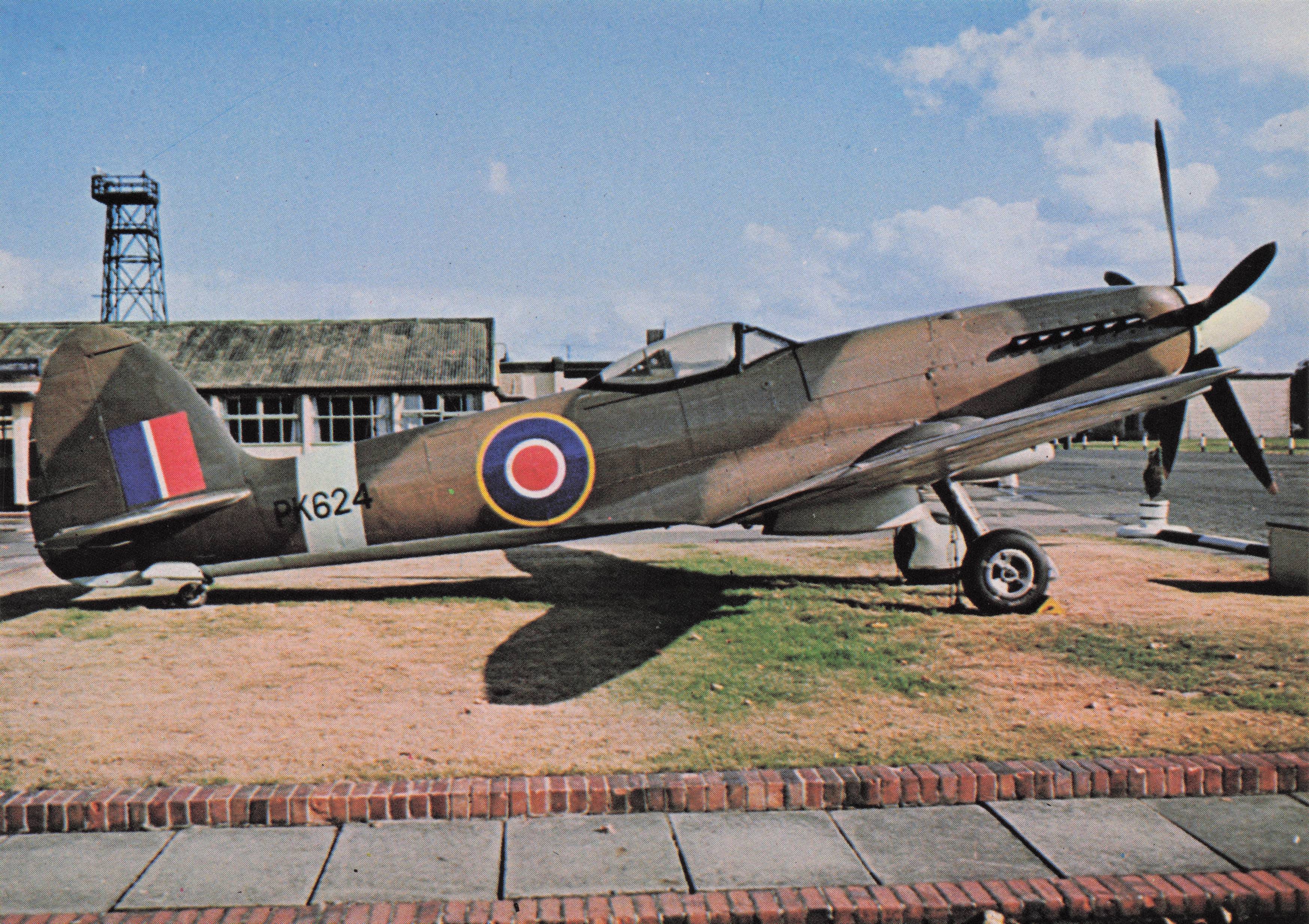 Spitfire F22 PK624 Vintage WW2 Fighter RAF Fleet Plane Military Aircraft Postcard
