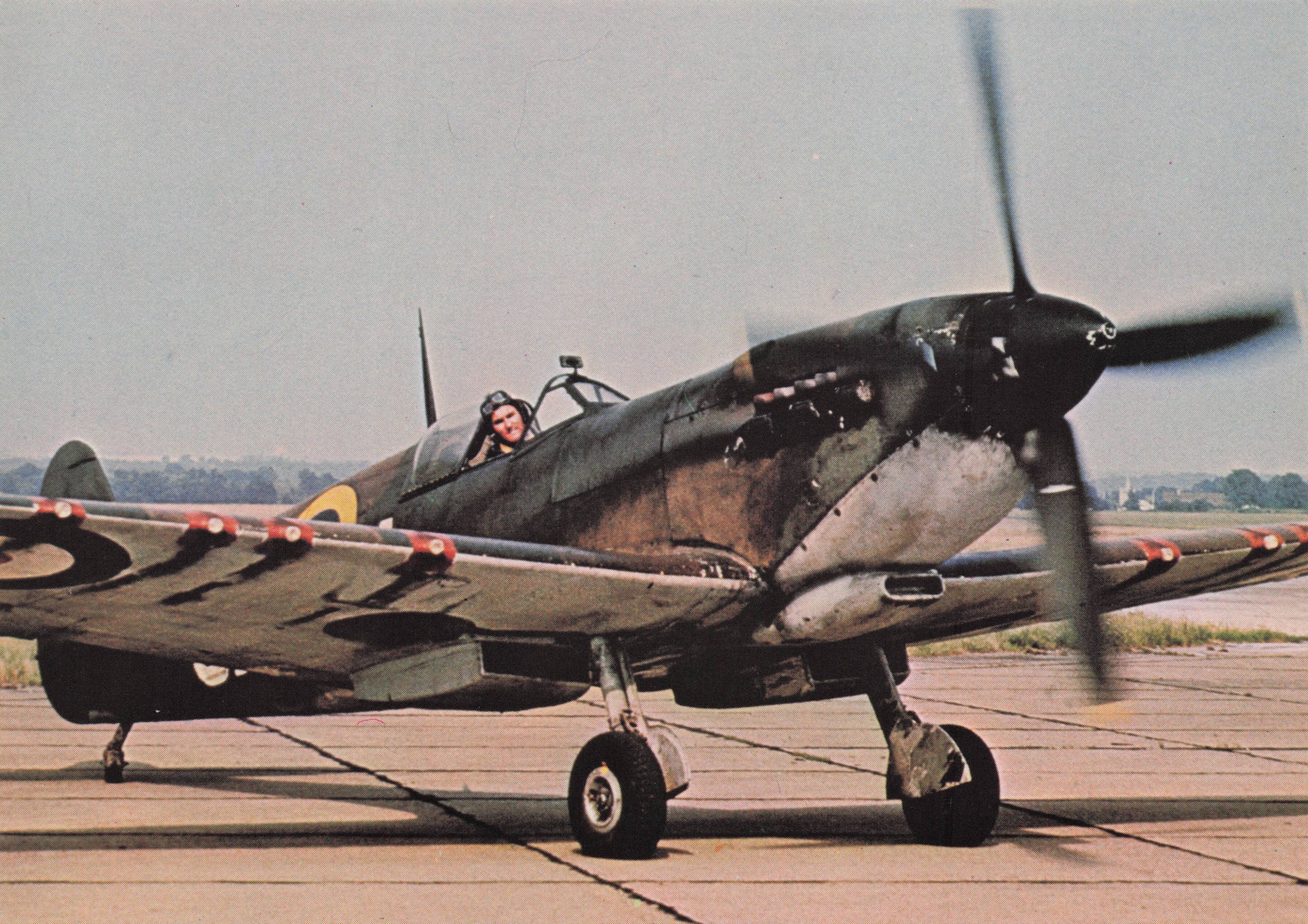 Spitfire FIX Vintage WW2 Fighter RAF Fleet Plane Military Aircraft Postcard