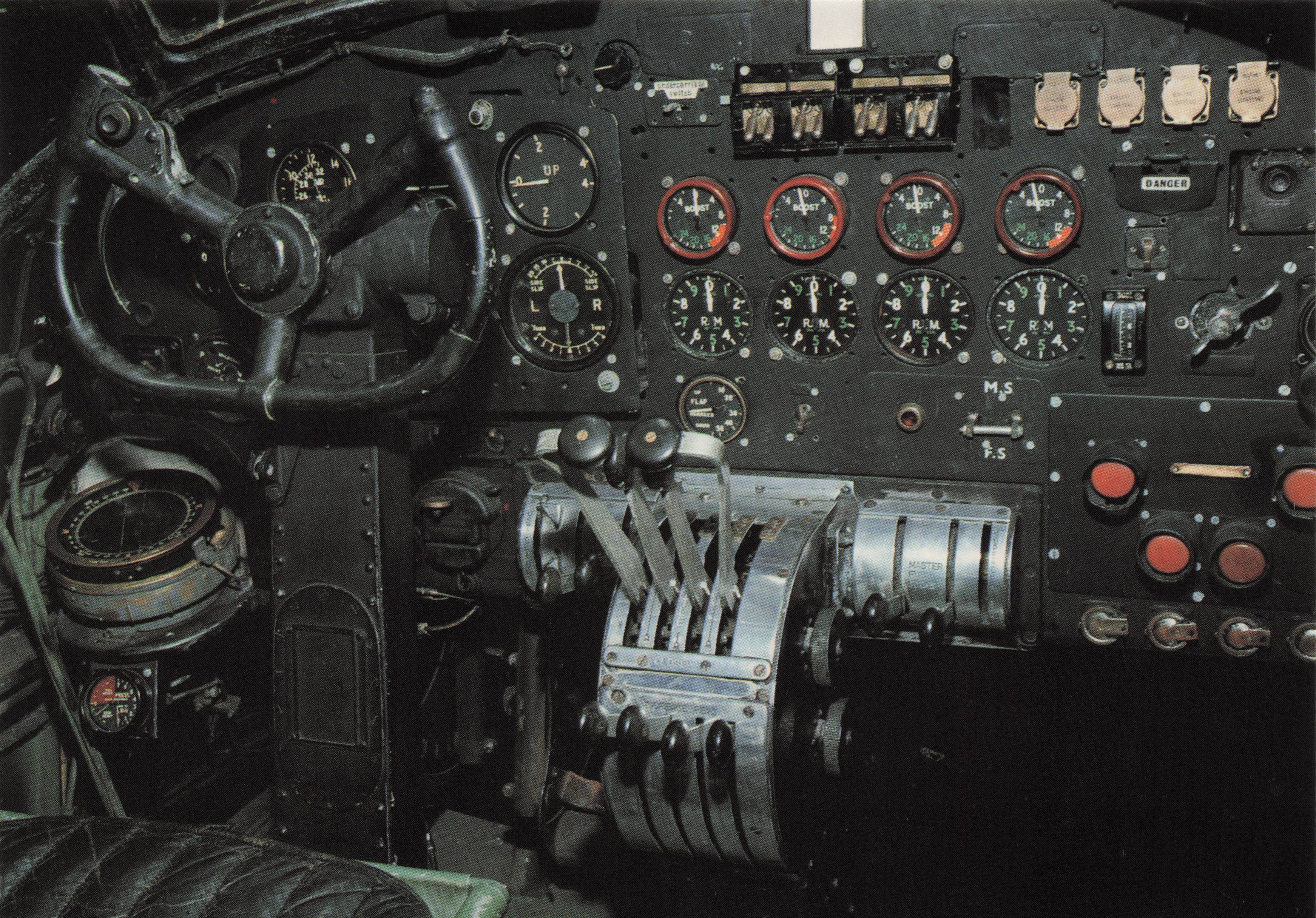 Cockpit of S Is For Sugar Lancaster Bomber Plane Military Aircraft Postcard