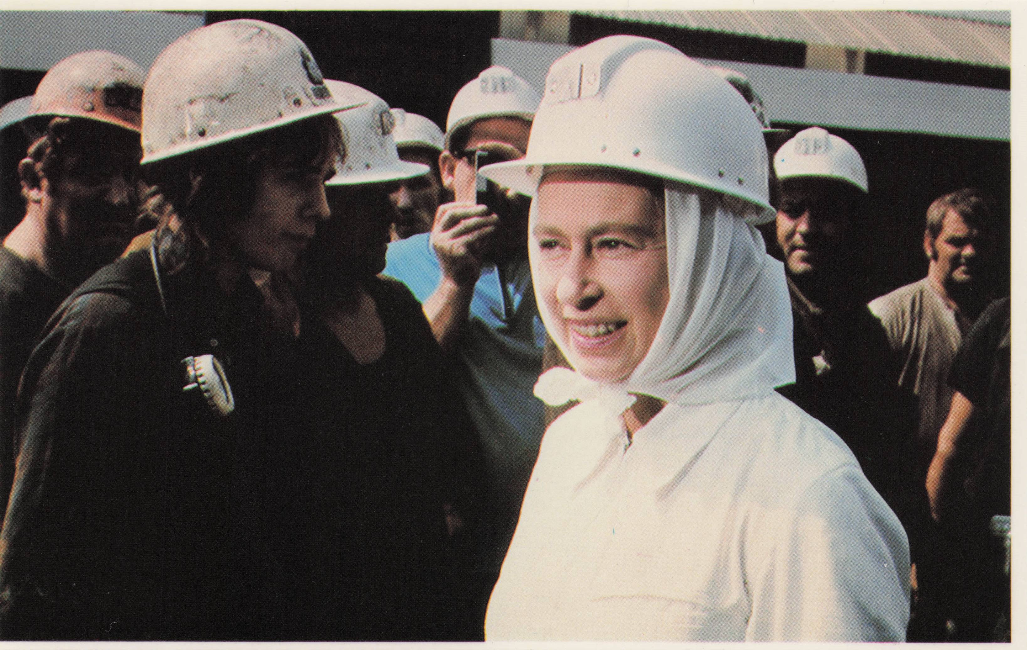Silverwood Colliery White Overalls Royal Visit 1975 Queen Elizabeth II Rare Postcard